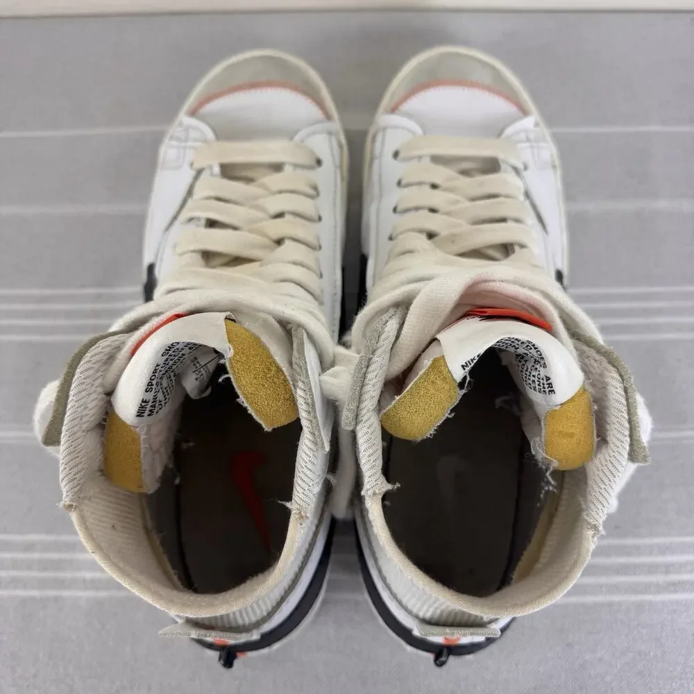 Men’s Nike Blazer Mid 77 Jumbo Swoosh Lace Up Leather Sneakers White Black 11